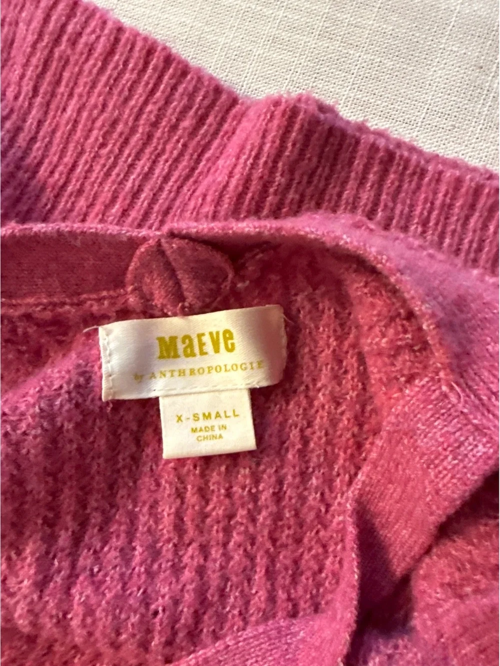 Maeve Anthropologie Pink Knit V-Neck Sweater XS